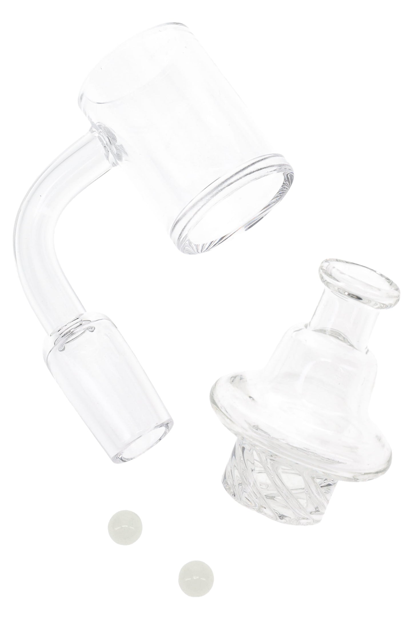 Quartz 14.5 mm Male Spinner Banger “WhirlCap” – Glow Beads + Cap – 2 mm Thick