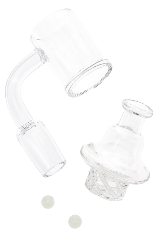 Quartz 14.5 mm Male Spinner Banger “WhirlCap” – Glow Beads + Cap – 2 mm Thick