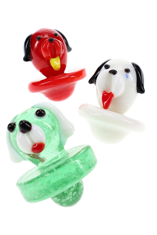 Glass Dog Carb Cap “Pup Puff” – Assorted Colors