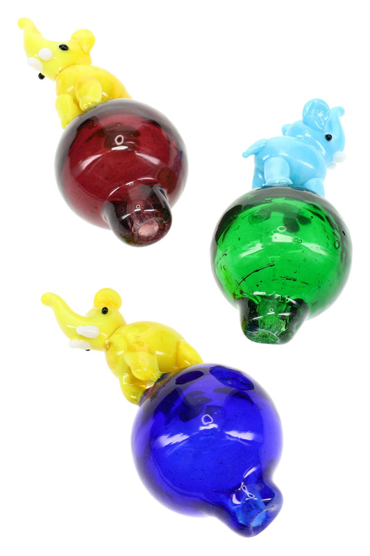 Glass Elephant Bubble Carb Cap “Trunk Twist” – Assorted Colors