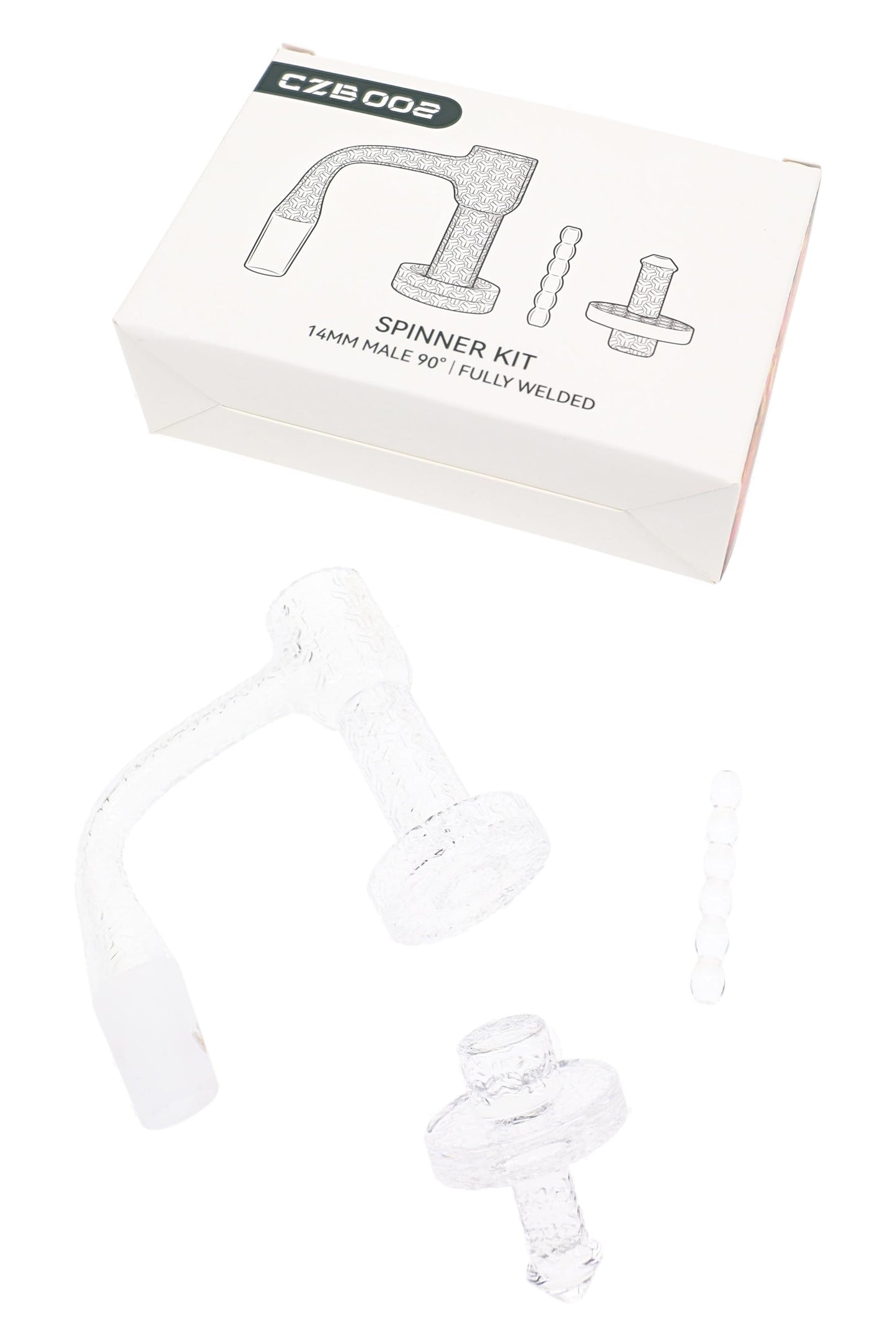 Quartz 14.5 mm Male 90° Etched Terp Slurper Banger Kit, 2.5 mm Thick