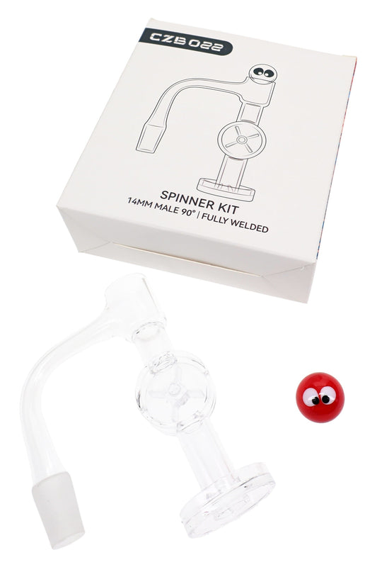 Quartz 14.5 mm Male 90° Water Wheel Terp Slurper Kit, 2.5 mm Thick
