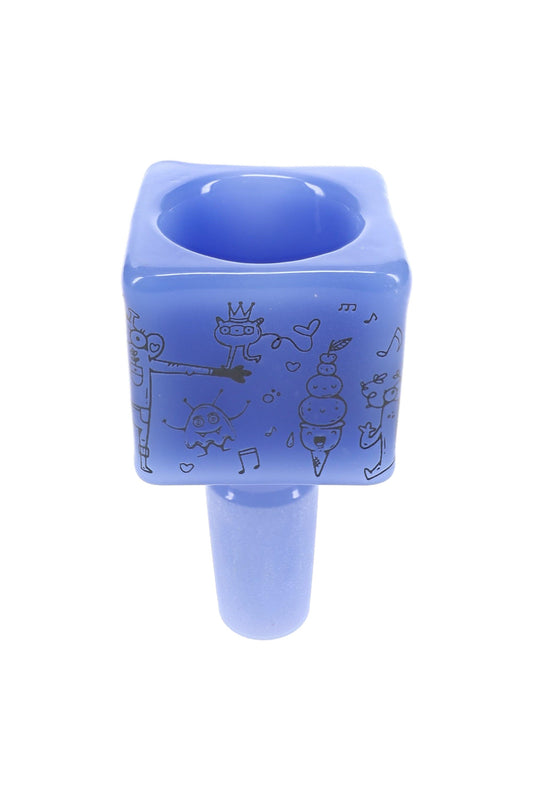 Decal Colored Cube Glass Bowl “Block Party”, 14.5 mm Male, Assorted Colors