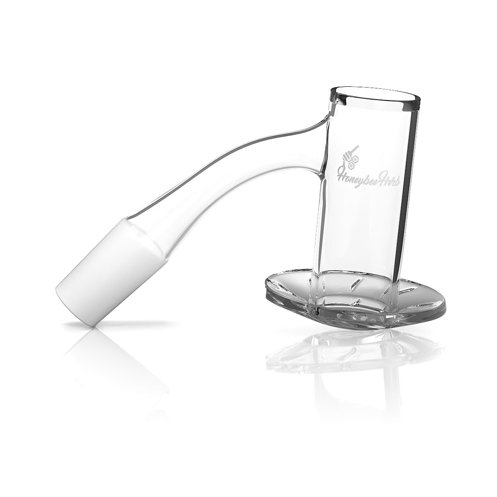 Honeybee Herb Quartz Banger Full Weld - 45° Frosted Joint, Bubble Base for Dab Rigs