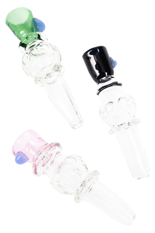 Clear Glass Chillum – Colored Bowl - 4" - Assorted Colors