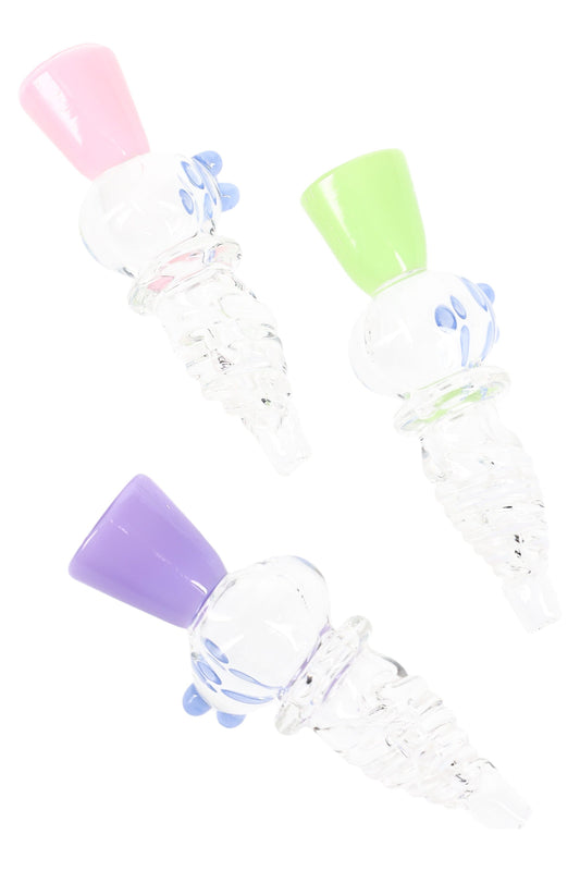 Twisted Neon Bowl Glass Chillum - 3.5" - Assorted Colors