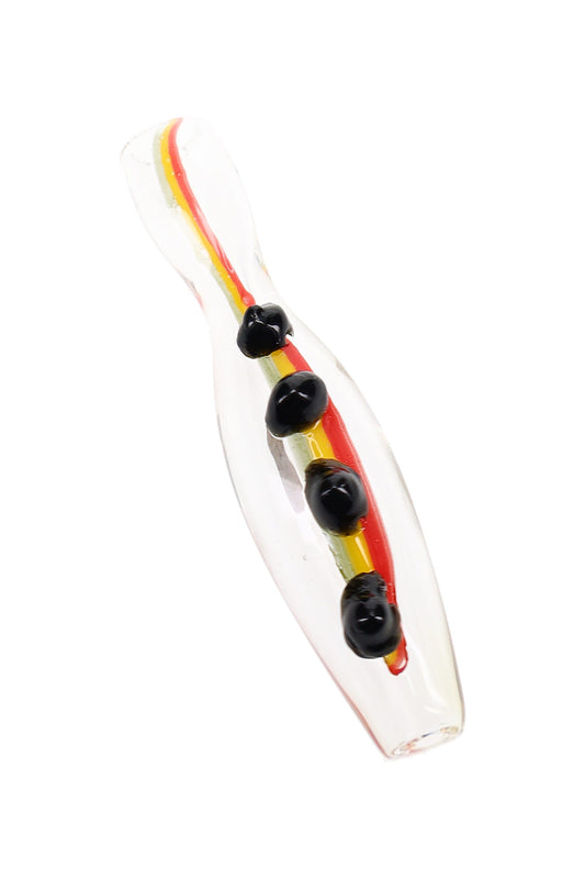 Color-Changing Rasta Glass Chillum “Island Spark” – 3″ – Assorted Colors