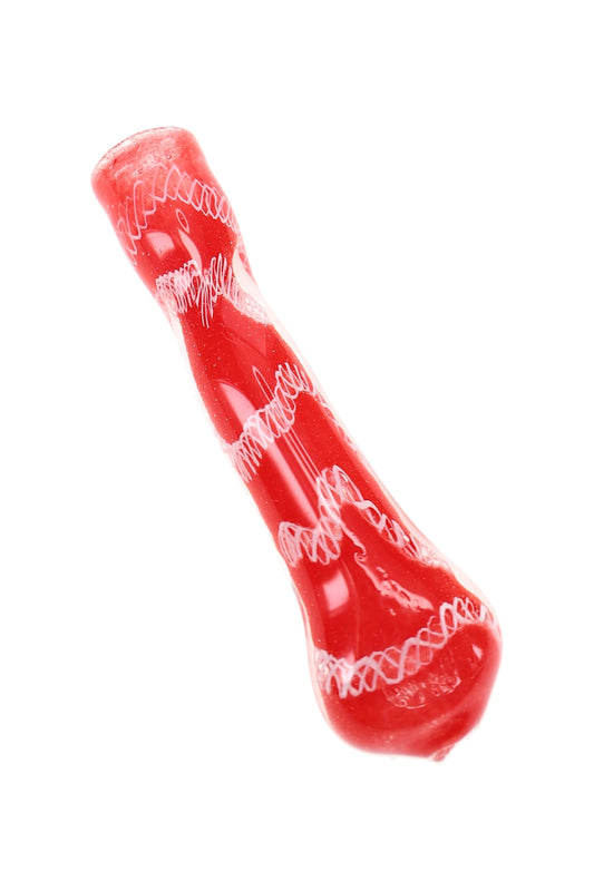 Colorful Frit Striped Glass Chillum “Rainbow Rail” – 3″ – Assorted Colors