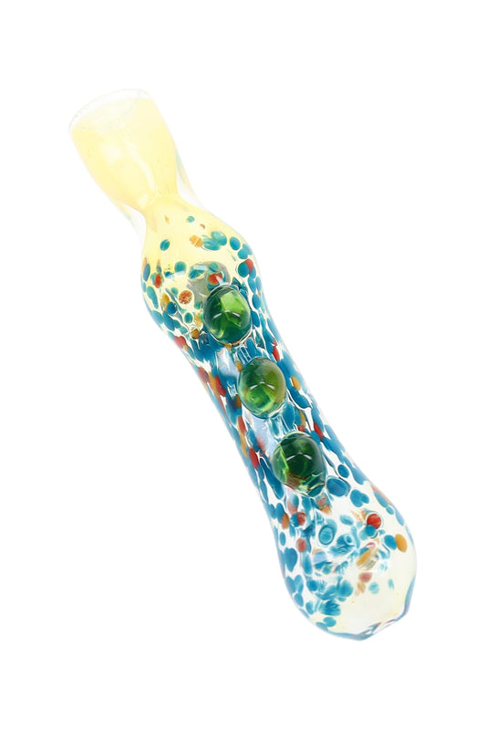 Confetti Frit Color-Changing Glass Chillum “Party Popper” – 3″ – Assorted Colors