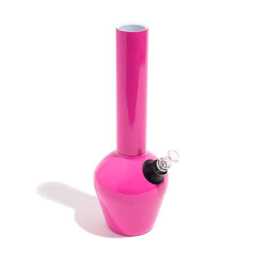 Chill Steel Pipes Neon Pink Gloss 13" Insulated Bong w/ Ceramic Interior & Aluminum Diffuser