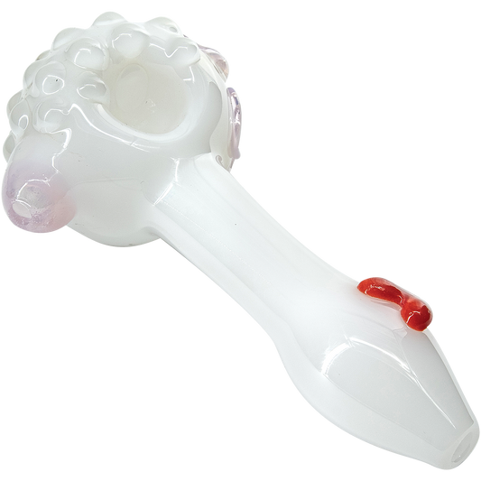 LA Pipes "White Heart" Solid Ivory Glass Spoon