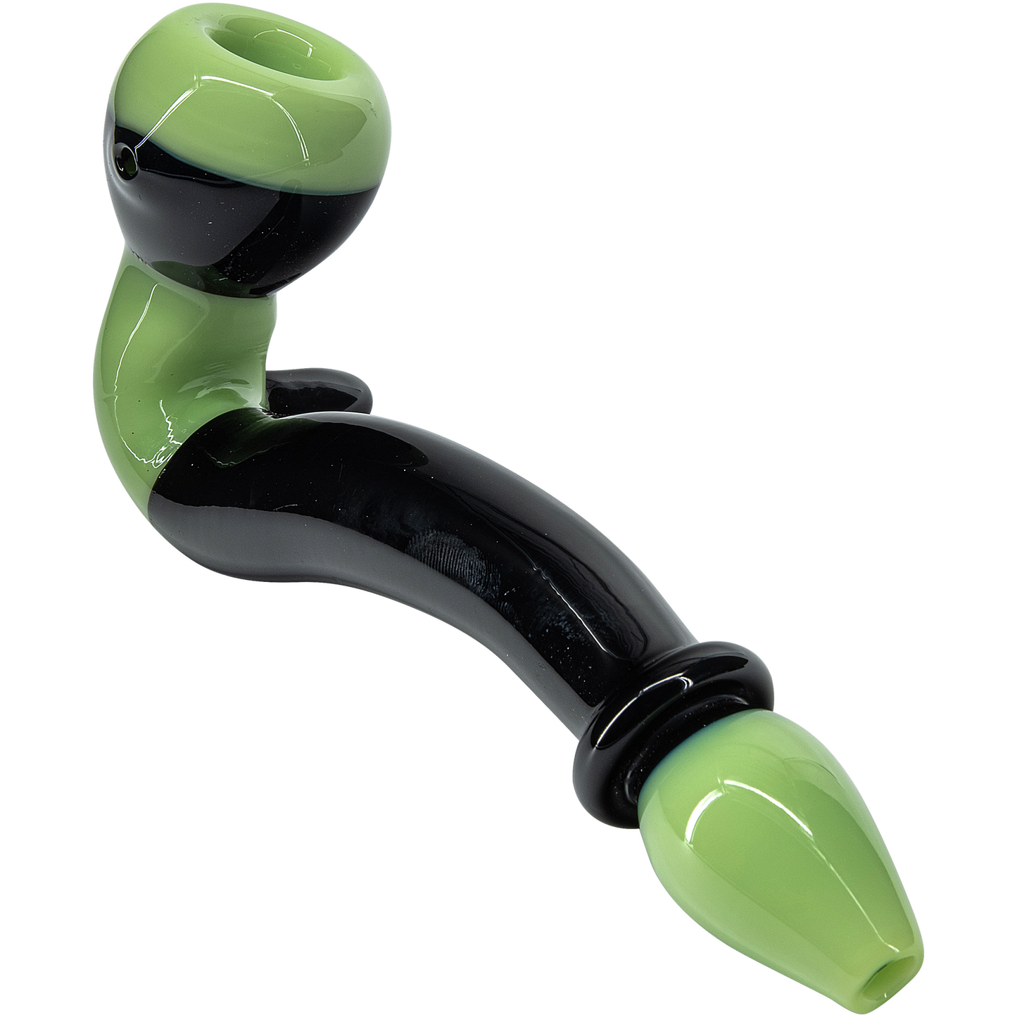 LA Pipes "Alien Locks" Green n Black Sherlock Pipe