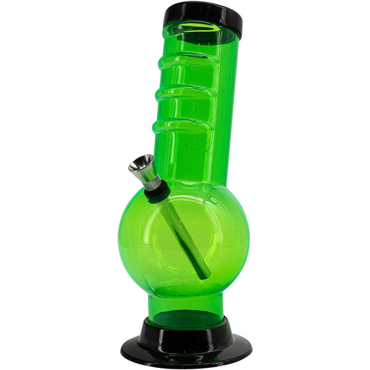 JM Enterprises 9-12" Acrylic Bent Neck Bubble Base Bong - Multiple Colors