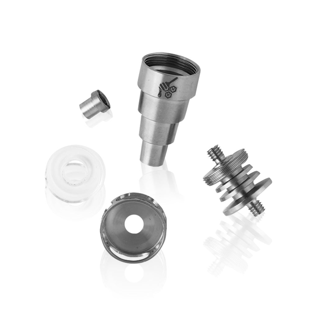 Honeybee Herb Titanium 6-in-1 Cage Hybrid Dab Nail with Quartz Dish