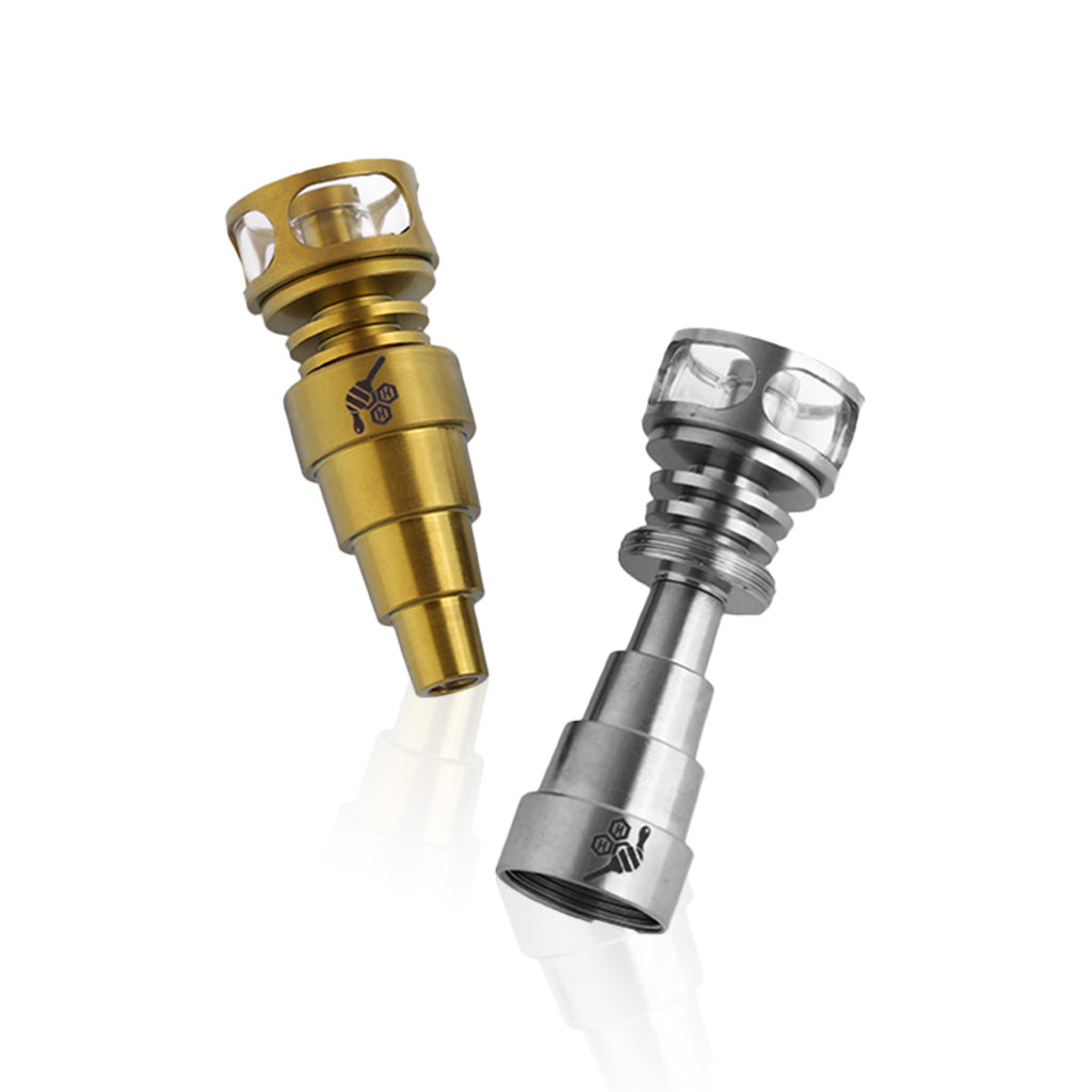Honeybee Herb Titanium 6-in-1 Cage Hybrid Dab Nail with Quartz Dish