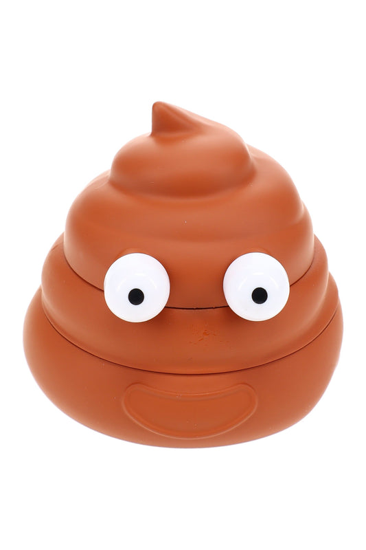 Plastic & Metal Poop Emoji Herb Grinder “Cheeky Chomp” – 1¾″ – Assorted Colors