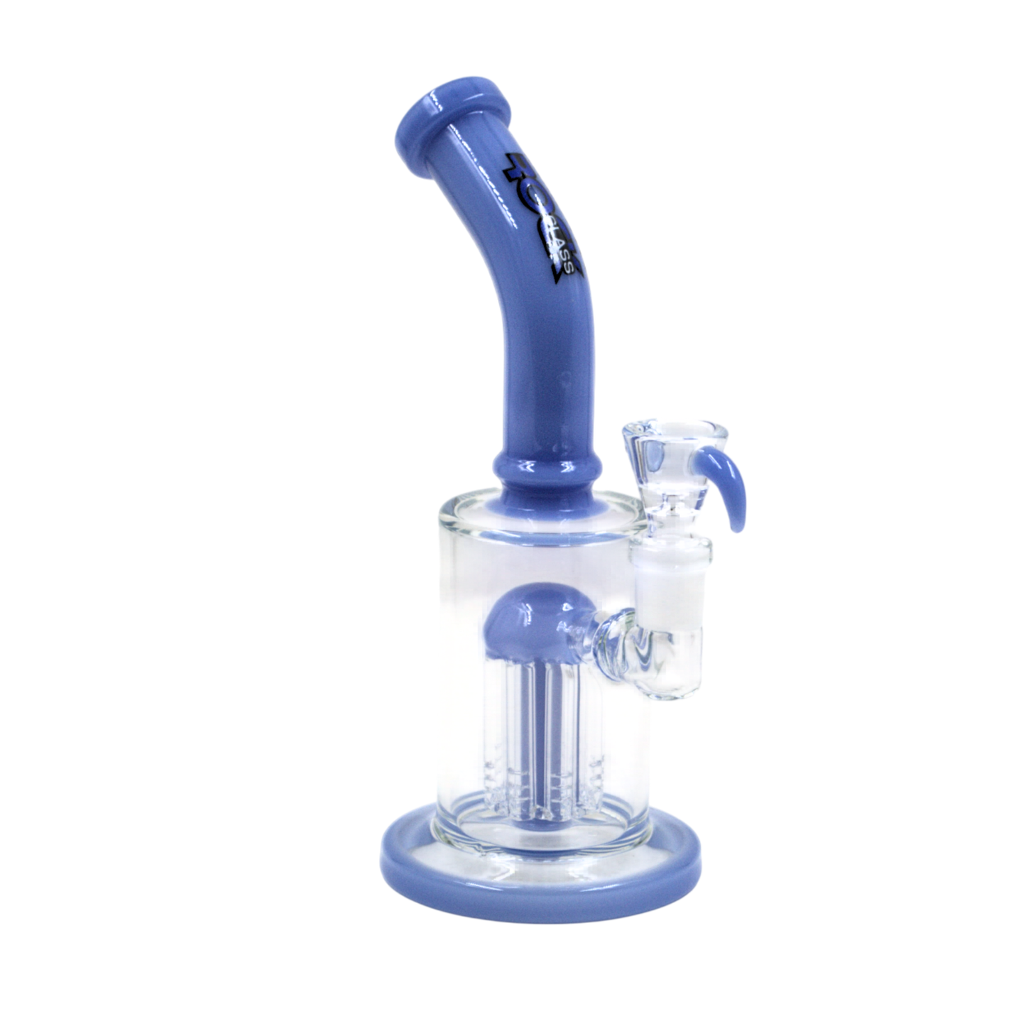Cobalt Contour 8" Rock Glass Tree Perc Bong