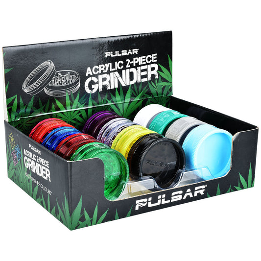 Pulsar Acrylic 2" Grinder 12pc Display - Assorted Colors