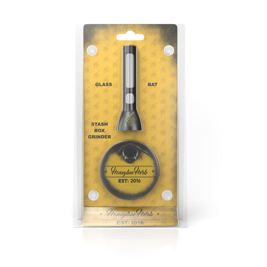 Honeybee Herb Silicone-Encased Glass Chillum & Grinder Set