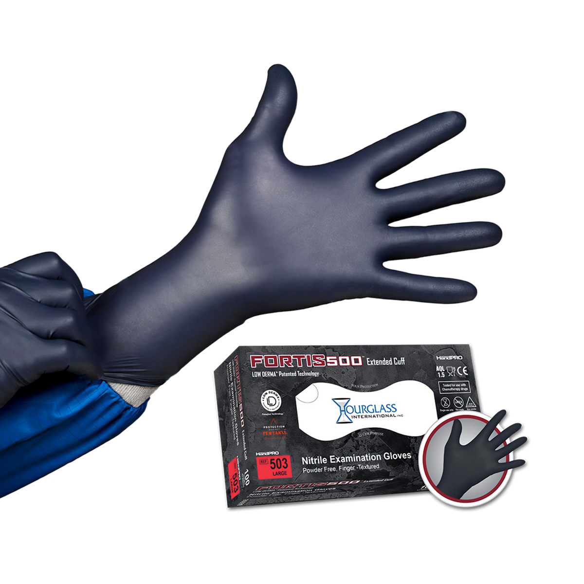 Black Nitrile Gloves - Extended Cuff