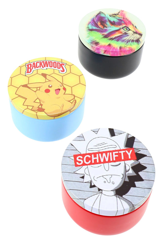 Metal Stash Jar – Design Lid – Screw-Top - Assorted Colors