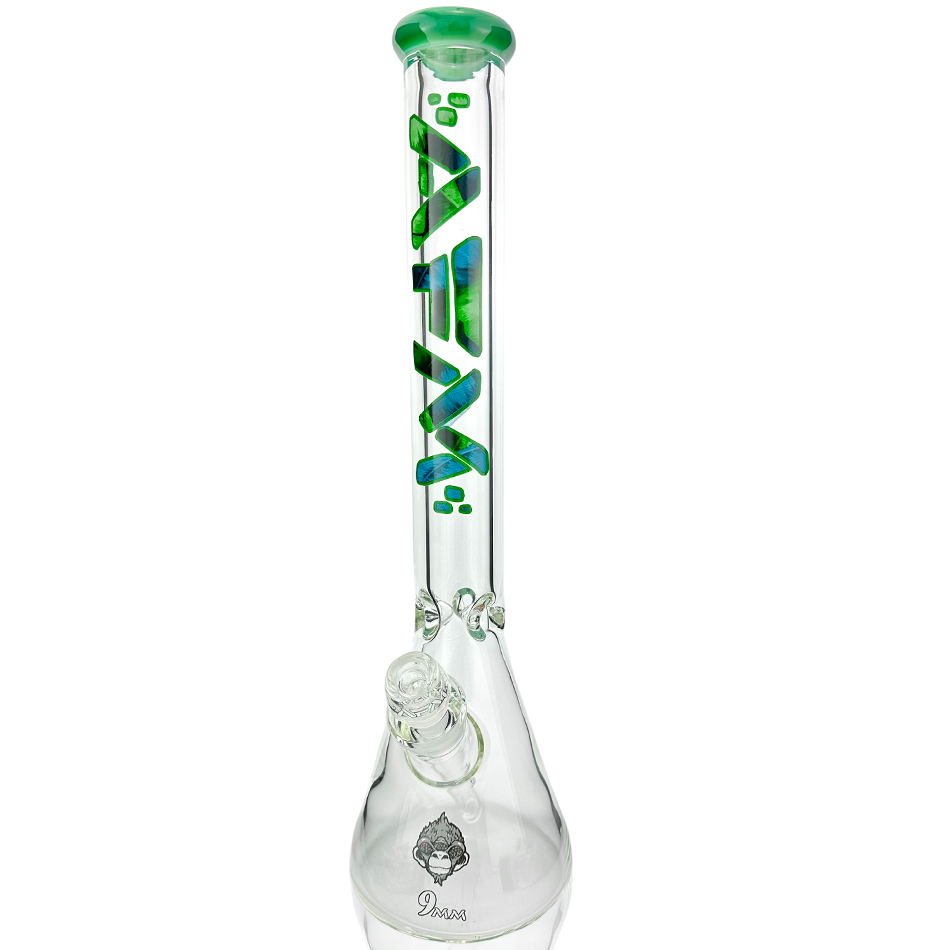 18" AFM Glass Leaf 9mm Clear Beaker Bong Bundle