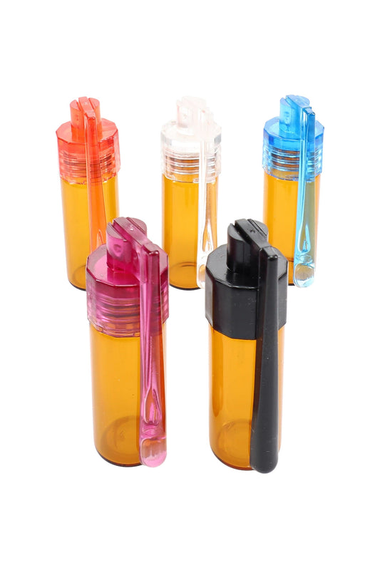 Amber Glass Snuff Vial with Spoon 51 mm - Assorted Colors
