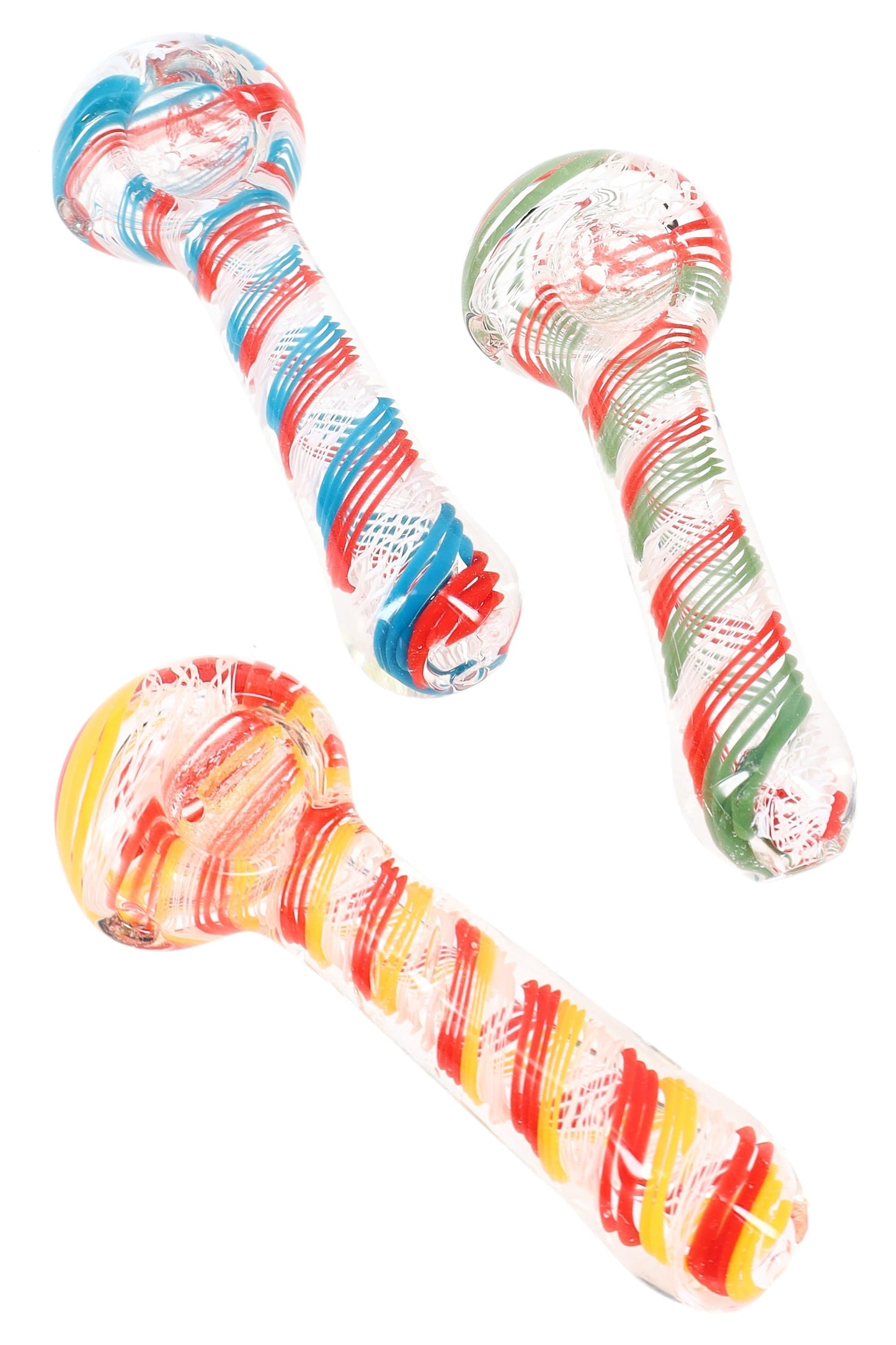 Striped Glass Spoon Pipe - 4" - Assorted Colors