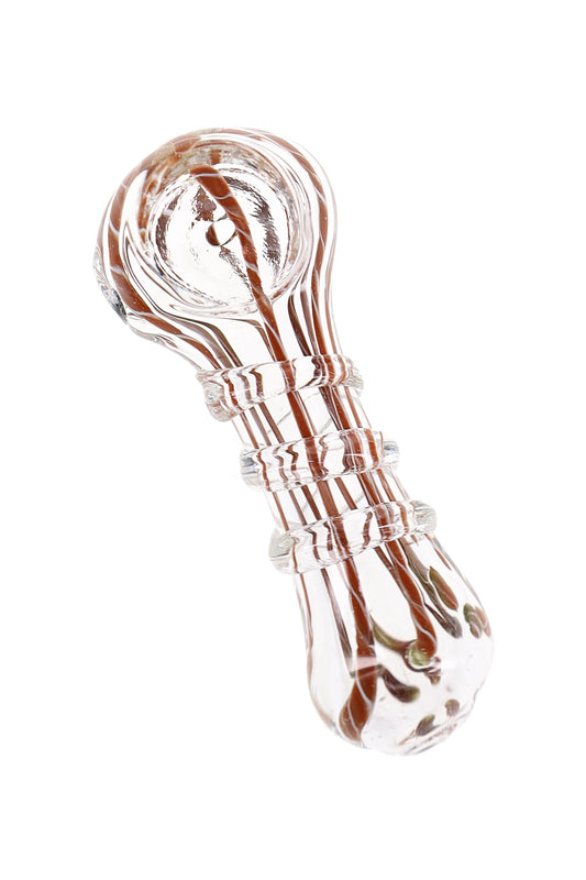 Colorful Striped Glass Spoon Pipe “Pocket Coil” – 2½″ – Assorted Colors