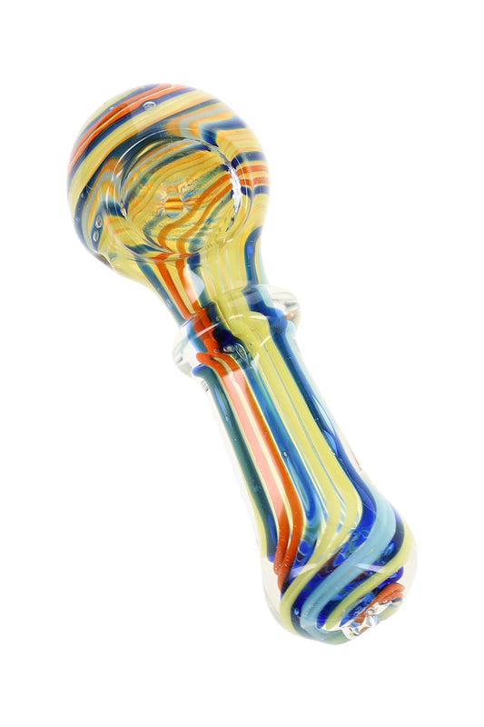 Color-Changing Striped Spoon Pipe “Ribbon Ring” – 4″ – Assorted Colors