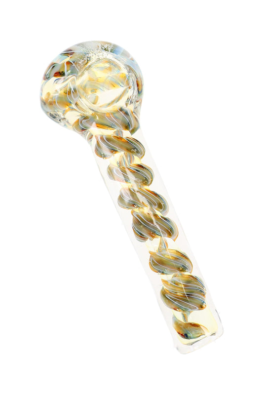 Color-Changing Striped Spoon Pipe “Tiny Spiral” – 3½″ – Assorted Colors
