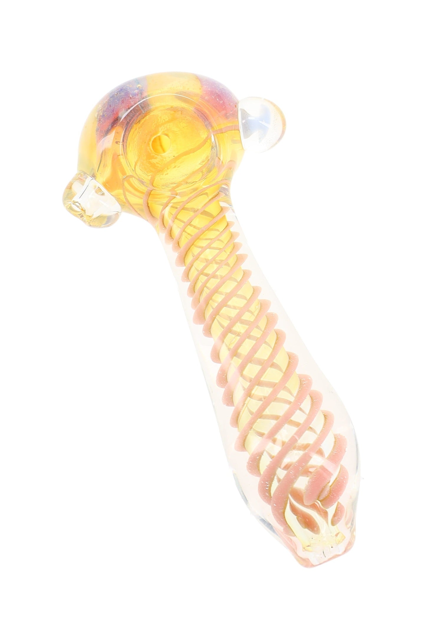 Silver Fumed Spiral Marble Spoon Pipe “Flower Coil” – 4″ – Assorted Colors