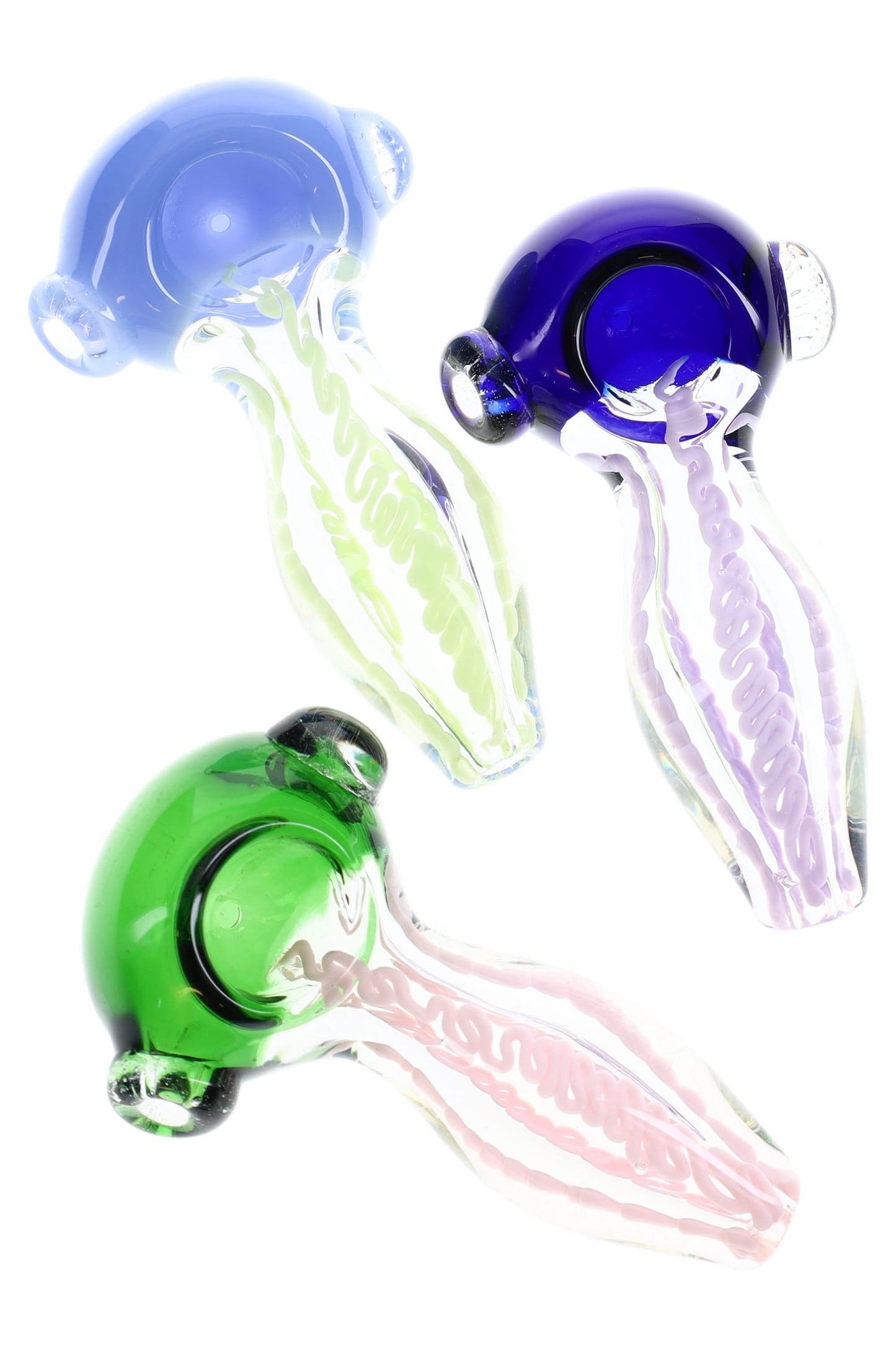 Neon Striped Glass Spoon “Glow Noodle” – 4″ – Assorted Colors