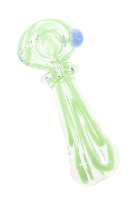 Clear Multicolor Striped Spoon Pipe “Ribbon Marble” – 4″ – Assorted Colors
