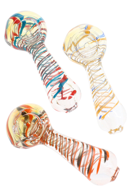 Spiral Fumed Color-Change Glass Pipe - 3.5" - Assorted Colors