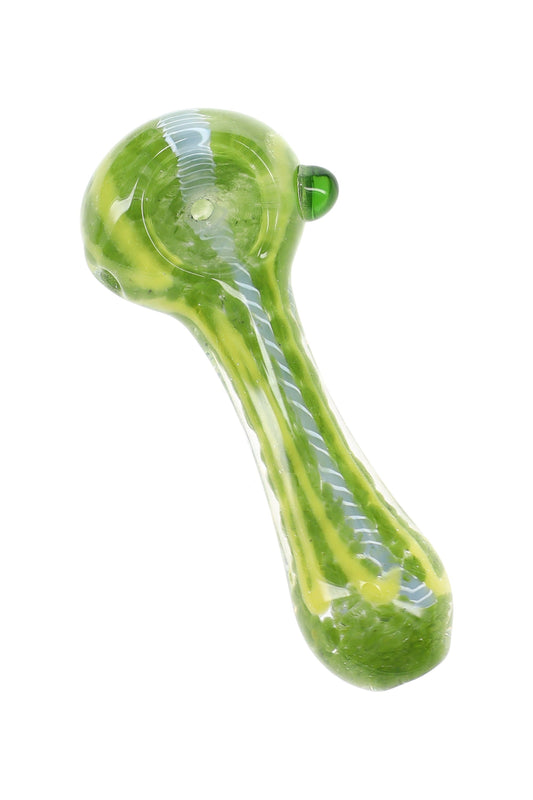 Colorful Squiggle Frit Spoon Pipe “Squiggle Pop” – 3½″ – Assorted Colors