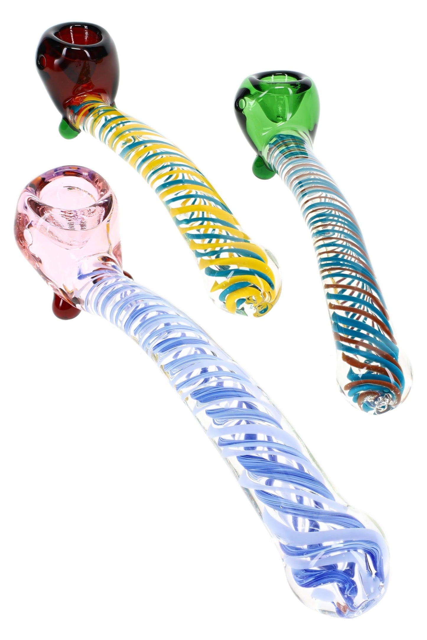 Swirl Striped Glass Sherlock Pipe “Neon Ripple” – 7.5″ – Assorted