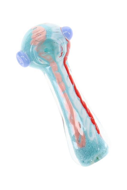 Multicolor Squiggle Frit Spoon Pipe “Candy Current” – 5″ – Assorted Colors