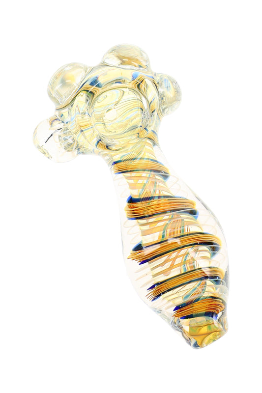Ribbon Swirl Color-Changing Spoon Pipe “Disco Worm” – 4″ – Assorted Colors