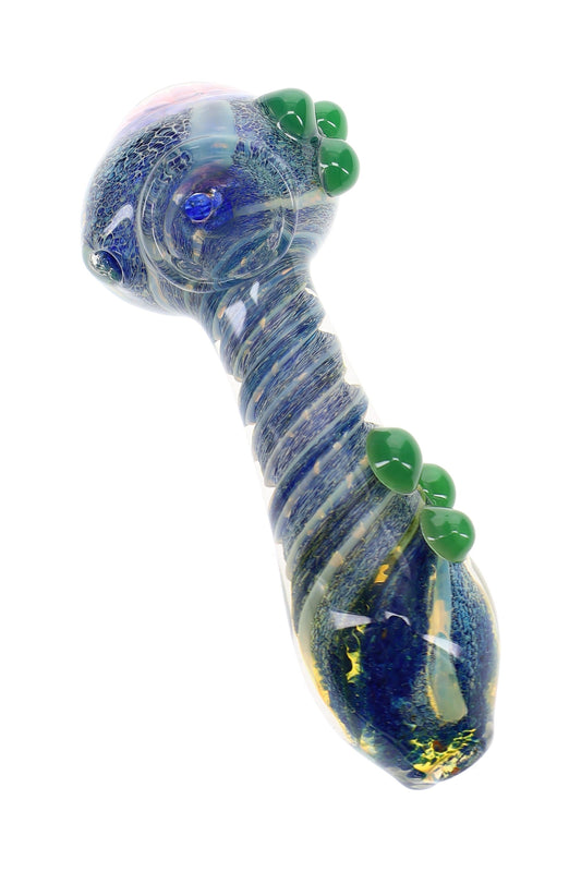 Silver Fumed Floral Spoon Pipe “Garden Wizard” – 5″ – Assorted Colors