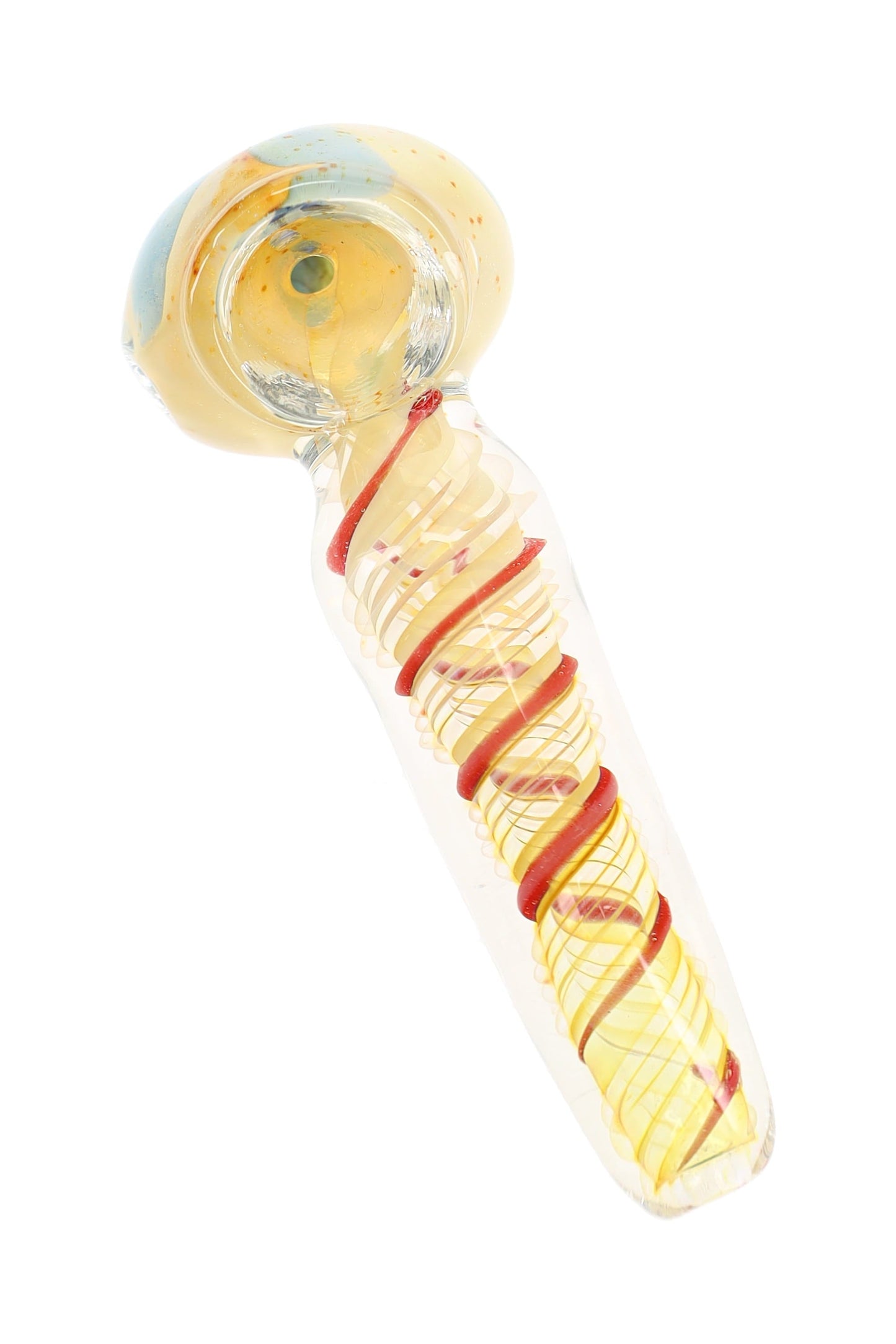 Silver Fumed Spiral Bubble Spoon Pipe “Bubble Coil” – 3½″ – Assorted Colors
