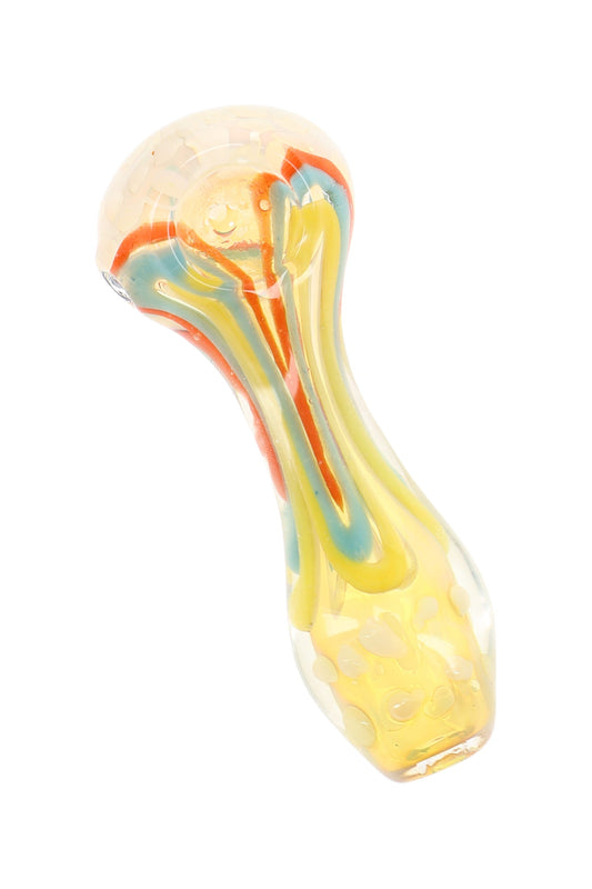 Color-Changing Squiggle Dot Spoon Pipe “Dot Dash” – 4″ – Assorted Colors