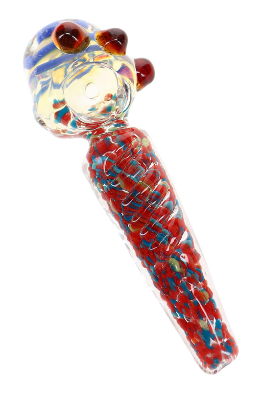Color-Changing Confetti Frit Spoon Pipe “Marble Pop” – 4½″ – Assorted Colors