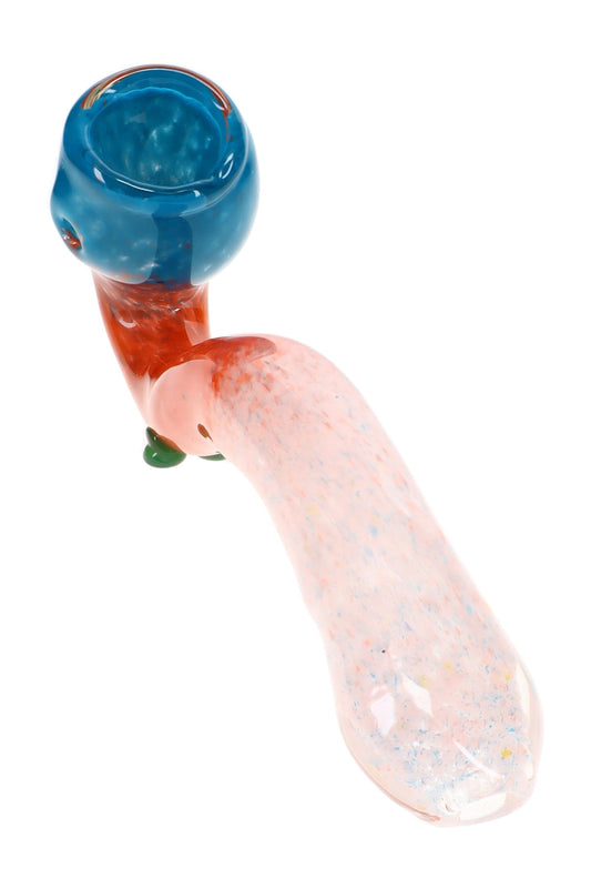 Tricolor Frit Glass Sherlock Pipe “Prism Puff” – 7″ – Assorted Colors