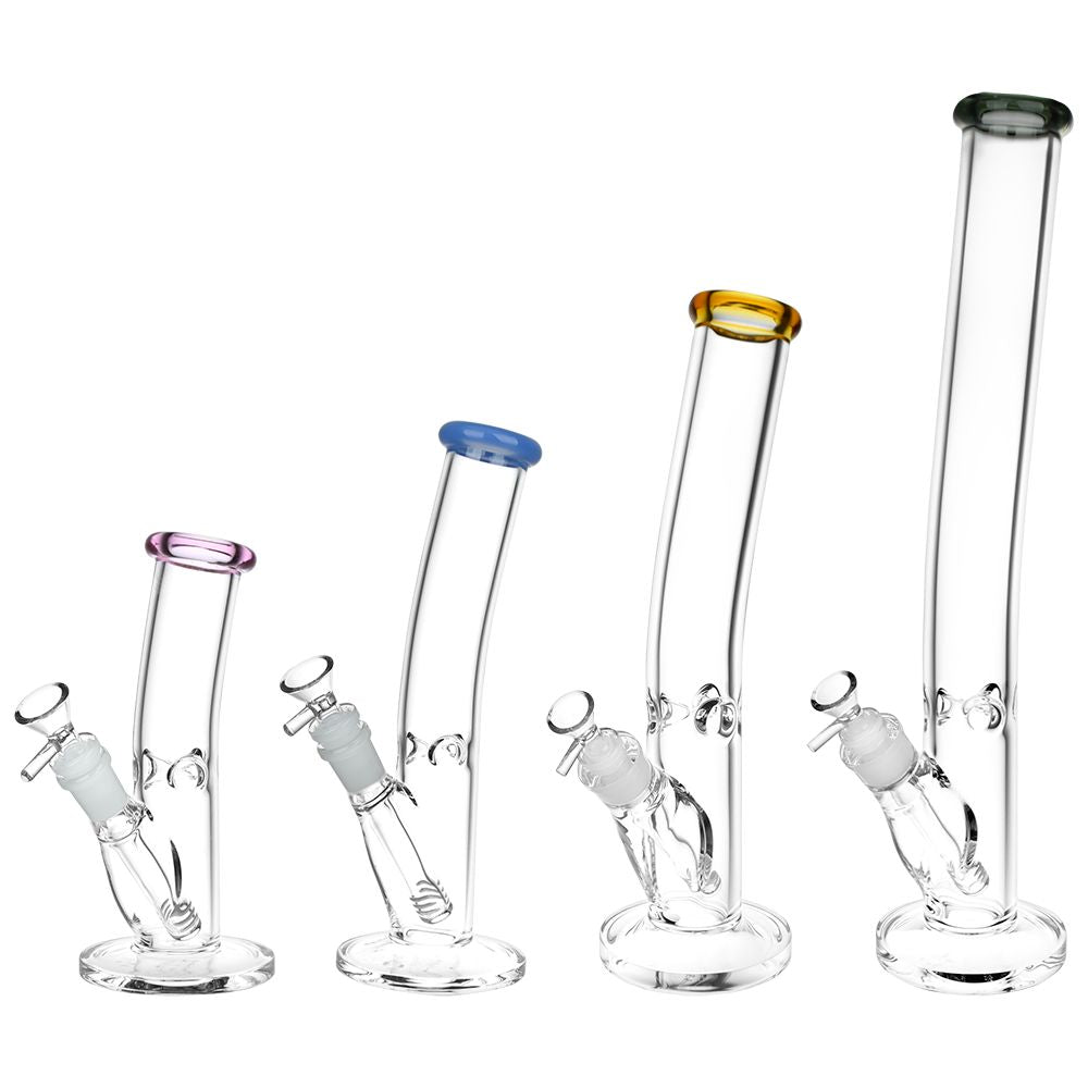 Classic Bent Neck Straight Tube Glass Water Pipe | 14mm F | Colors Vary