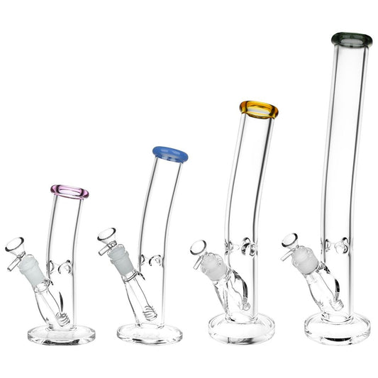 Classic Bent Neck Straight Tube Glass Water Pipe | 14mm F | Colors Vary