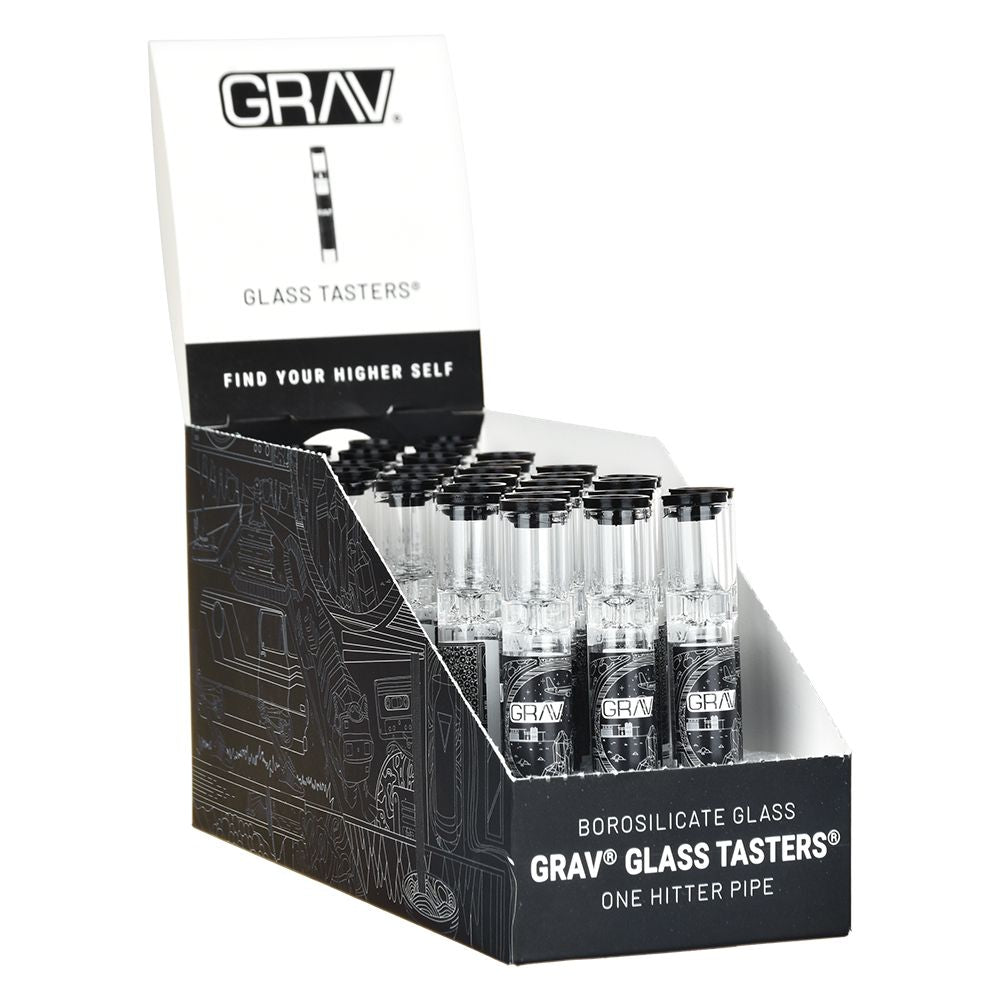 GRAV 3" Glass Taster Bats 30CT Display – Compact Hand Pipes with End Caps