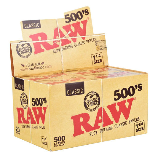 RAW Classic 1 1/4 Creaseless Rolling Papers 500ct 20-Pack Display