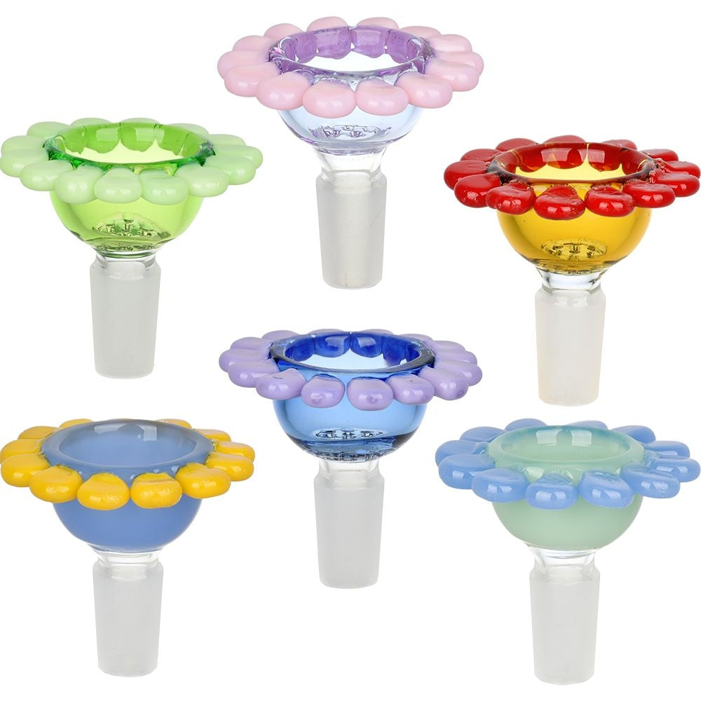 Spring Flowers Herb Slide | 14mm M | Assorted Colors | 6 Pack