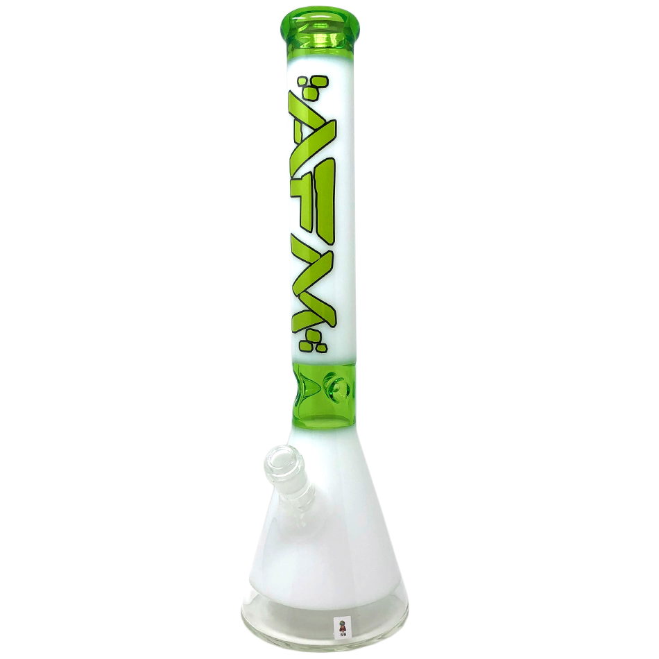 The Pulsar Beaker Bong 18" - Clear Bottom Lime/White